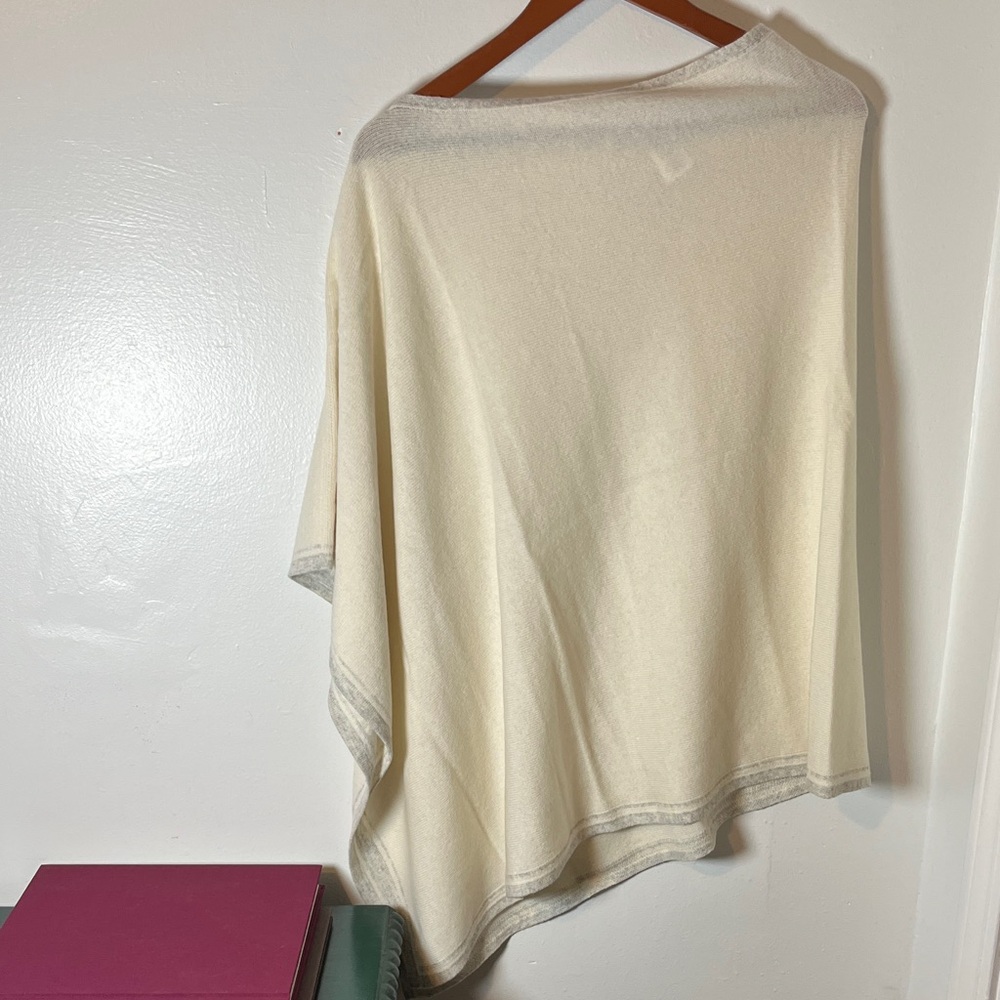 Vineyard Vines NWT Marshmallow Striped Hem Wool Cashmere Knit Poncho SzXS/S FLAW